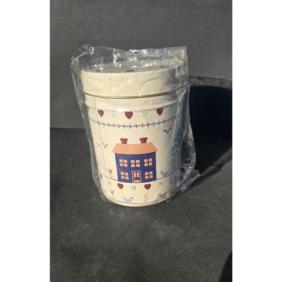 Country Farmhouse House Heart Tin Canister Set 3 Round Kitchen Storage Decor - Picture 2 of 7